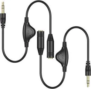 3.5mm Headphone Extension Cables, 2pcs 3.5mm Male to Female Stereo Audio Extension Cord with Volume Adjustment Control for Smartphone Tablets MP3 Players - 10inch 3.5mm Headphone Extension Cables, 2pcs 3.5mm Male to Female Stereo Audio Extension Cord with Volume Adjustment Control for Smartphone Tablets MP3 Players - 10inch