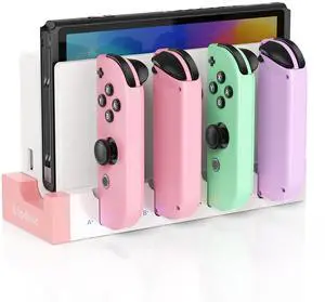 Switch Charger Dock for Joy-Con Compatible with Nintendo Switch & OLED, Charger Base Station for 4 Joycon Controllers with LED Indicator, Charge Stand for Nintendo Switch/OLED Switch Charger Dock for Joy-Con Compatible with Nintendo Switch & OLED, Charger Base Station for 4 Joycon Controllers with LED Indicator, Charge Stand for Nintendo Switch/OLED