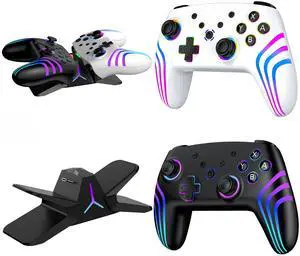 2 Pack Switch Controllers with Charging Dock, RGB Switch 2 Controller for Nintendo Switch 1/2/Lite/OLED, Wireless Pro Controller with Motion Sensor/Vibration/Turbo/Wakeup Function 2 Pack Switch Controllers with Charging Dock, RGB Switch 2 Controller for Nintendo Switch 1/2/Lite/OLED, Wireless Pro Controller with Motion Sensor/Vibration/Turbo/Wakeup Function