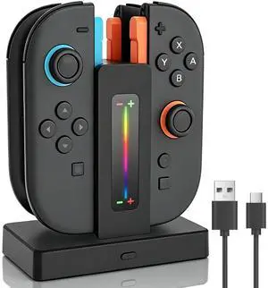 Switch 2 Controller Charger Dock for Joycon 2 Charging, Controller Charging Dock for Nintendo Switch 2 Joycon, 4 in 1 Joycon2 Charger Dock Fast Charging Station Stand with Charger Cable & Indicator Switch 2 Controller Charger Dock for Joycon 2 Charging, Controller Charging Dock for Nintendo Switch 2 Joycon, 4 in 1 Joycon2 Charger Dock Fast Charging Station Stand with Charger Cable & Indicator