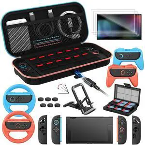 21-in-1 Accessories Bundle Kits for Nintendo Switch 2 - Includes Charging Carrying Case, Protective Cover, Screen Protectors, Steering Wheels, Game Stand,Joycon Controller Grips,Game Card Case 21-in-1 Accessories Bundle Kits for Nintendo Switch 2 - Includes Charging Carrying Case, Protective Cover, Screen Protectors, Steering Wheels, Game Stand,Joycon Controller Grips,Game Card Case