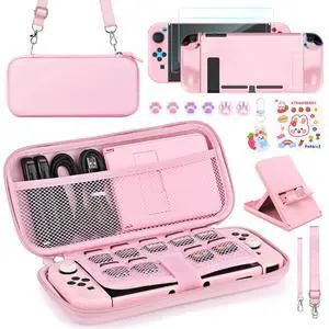 Switch Accessories Bundle, 17 in 1 Pink Switch Accessories Kit for Girls Include Switch Carrying Case, Adjustable Stand, Protective Case for Switch Console & J-Con Pink Switch Accessories Bundle, 17 in 1 Pink Switch Accessories Kit for Girls Include Switch Carrying Case, Adjustable Stand, Protective Case for Switch Console & J-Con Pink