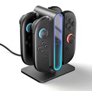 Charging Dock for Nintendo Switch 2 Joycon - 4 in 1 RGB Magnetic Fast Charger Station Stand Accessories for Joycon 2 Controller with Type C Cable, Dual-Side Charging & 8 Light Modes Charging Dock for Nintendo Switch 2 Joycon - 4 in 1 RGB Magnetic Fast Charger Station Stand Accessories for Joycon 2 Controller with Type C Cable, Dual-Side Charging & 8 Light Modes