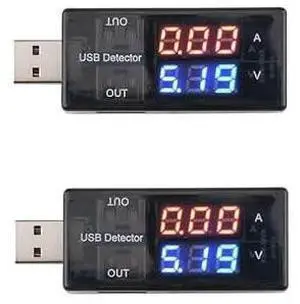 USB Current Voltage Charging Detector Battery Tester, Voltmeter Ammeter Red+Blue LED Display Dual USB-A Output - 2 Pcs USB Current Voltage Charging Detector Battery Tester, Voltmeter Ammeter Red+Blue LED Display Dual USB-A Output - 2 Pcs