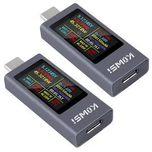 2PCS 360W USB C Tester Power Meter, 4-30V 0-12A Type-C PD Tester Digital Multimeter, Voltage and Current Tester Meter Voltmeter, Power Bank Capacity USB Cable Charger Detector(KWS-2303C) 2PCS 360W USB C Tester Power Meter, 4-30V 0-12A Type-C PD Tester Digital Multimeter, Voltage and Current Tester Meter Voltmeter, Power Bank Capacity USB Cable Charger Detector(KWS-2303C)