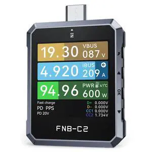 FNB-C2 PD 3.1 USB C Tester 4-50V 6.5A 240W, USB Power Meter with 20-Bit ADC 7-Digit Display Bi-Directional, 1.54" Screen, Curve View & Gravity Sensor, Supports PPS, QC3.0, E-Marker FNB-C2 PD 3.1 USB C Tester 4-50V 6.5A 240W, USB Power Meter with 20-Bit ADC 7-Digit Display Bi-Directional, 1.54" Screen, Curve View & Gravity Sensor, Supports PPS, QC3.0, E-Marker