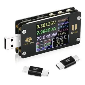 2 in 1 Type C USB Tester USB Multimeter USB C Power Mester Tester USB-C Testers DC 4-24V 6A 1.77-inch Multi-Function Voltage and Current Meter QC/PD Protocol Trickle Charger Quick Charge 2 in 1 Type C USB Tester USB Multimeter USB C Power Mester Tester USB-C Testers DC 4-24V 6A 1.77-inch Multi-Function Voltage and Current Meter QC/PD Protocol Trickle Charger Quick Charge
