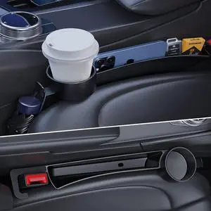Car Seat Gap Plug with Storage Slot, Auto Gap Filler Organizer with Cup Holder, Universal Carseat Side Gap Filler Strip 2 Pack Between Front Seats & Console, Anti-Drop Pad with Seatbelt Holes, Black Car Seat Gap Plug with Storage Slot, Auto Gap Filler Organizer with Cup Holder, Universal Carseat Side Gap Filler Strip 2 Pack Between Front Seats & Console, Anti-Drop Pad with Seatbelt Holes, Black