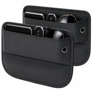Premium Leather Car Seat Gap Filler Organizer, Universal Center Console Storage for Phone Keys Wallet, Car Accessories for SUV Truck Sedan(2Pack) (Black) Premium Leather Car Seat Gap Filler Organizer, Universal Center Console Storage for Phone Keys Wallet, Car Accessories for SUV Truck Sedan(2Pack) (Black)