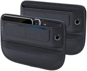 Universal Fit Premium Leather Car Seat Gap Filler Organizer, Center Console Organizer with Card Slots, Clever Gifts for Car SUV Truck Owners (Black, 2 Pack) Universal Fit Premium Leather Car Seat Gap Filler Organizer, Center Console Organizer with Card Slots, Clever Gifts for Car SUV Truck Owners (Black, 2 Pack)