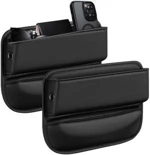 2 PCS Car Seat Gap Filler Organizer, Premium Leather Car Seat Gap Organizer Holder Women & Men with Card Slots, Cars Essentials for SUV, Truck, Phones, Cards, Keys (Black) 2 PCS Car Seat Gap Filler Organizer, Premium Leather Car Seat Gap Organizer Holder Women & Men with Card Slots, Cars Essentials for SUV, Truck, Phones, Cards, Keys (Black)