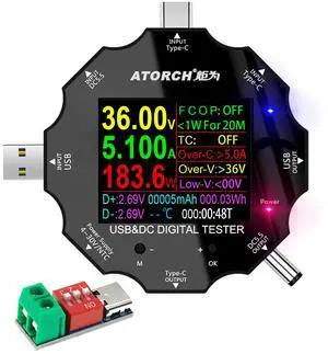 USB C Tester, 3 in 1 Type C DC5.5 USB Meter USB Load Color Screen IPS Digital Multimeter,Voltage,Current,Power,Resistance,Capacity Detector PD2.0/PD3.0,QC2.0/QC3.0 USB C Tester, 3 in 1 Type C DC5.5 USB Meter USB Load Color Screen IPS Digital Multimeter,Voltage,Current,Power,Resistance,Capacity Detector PD2.0/PD3.0,QC2.0/QC3.0