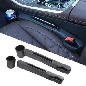 Advanced 3-in-1 Car Seat Gap Filler Organizer 2 Packs, PU Leather Console Side Storage Pad with Removable Cupholder, Anti-Slip Blocker for Phone Coins Keys Advanced 3-in-1 Car Seat Gap Filler Organizer 2 Packs, PU Leather Console Side Storage Pad with Removable Cupholder, Anti-Slip Blocker for Phone Coins Keys