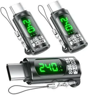 240W USB C Adapter Power Meter Tester (3 Pack) - Voltage Current Power LED Digital Display, Type C Male to Female Extension Connector for 1Phone 15/16, MacBook, iPad & More USBC Cables/Devices 240W USB C Adapter Power Meter Tester (3 Pack) - Voltage Current Power LED Digital Display, Type C Male to Female Extension Connector for 1Phone 15/16, MacBook, iPad & More USBC Cables/Devices
