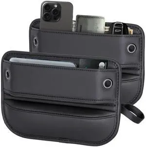 2-Pack Car Seat Gap Filler Organizer - Upgraded Anti-Slip Strap Design - Premium Leather Side Console Pocket - Prevent Phone Falling - (0.2-1.2" Gaps),Clever Gifts For SUV, Truck & Sedan, Black 2-Pack Car Seat Gap Filler Organizer - Upgraded Anti-Slip Strap Design - Premium Leather Side Console Pocket - Prevent Phone Falling - (0.2-1.2" Gaps),Clever Gifts For SUV, Truck & Sedan, Black