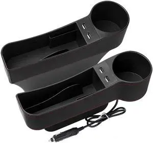Car Seat Gap Organizer,Premium Console Side Pocket with 2 USB Charging,Leather Storage Box,Multifunctional with Dual USB Charging,Cup Holder,Car Seat Gap Filler,for Cellphones Wallet Coin Key (2 Pack) Car Seat Gap Organizer,Premium Console Side Pocket with 2 USB Charging,Leather Storage Box,Multifunctional with Dual USB Charging,Cup Holder,Car Seat Gap Filler,for Cellphones Wallet Coin Key (2 Pack)