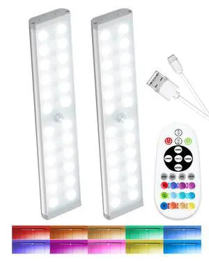 Motion Sensor Night Lights, 58-LED RGB Under Cabinet Lighting Wireless, 1100mAh Rechargeable Under Cabinet Lights Dimmable Closet Lights for Step, Stair, Kitchen,Hallway (2 Pack) Motion Sensor Night Lights, 58-LED RGB Under Cabinet Lighting Wireless, 1100mAh Rechargeable Under Cabinet Lights Dimmable Closet Lights for Step, Stair, Kitchen,Hallway (2 Pack)