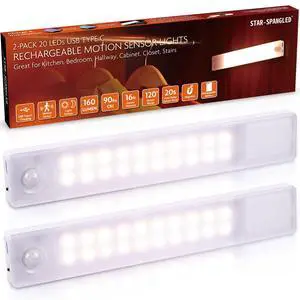 Under Cabinet Lighting Rechargeable, 8 inch Motion Sensor Lights Indoor Battery Operated, USB Stick on LED Magnetic Closet Light for Counter, Stairs, Kitchen, Warm White, 2 Pack Under Cabinet Lighting Rechargeable, 8 inch Motion Sensor Lights Indoor Battery Operated, USB Stick on LED Magnetic Closet Light for Counter, Stairs, Kitchen, Warm White, 2 Pack