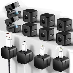 12 Pack Magnetic Cable Clips, Cord Organizer Holder Black 12 Pack Magnetic Cable Clips, Cord Organizer Holder Black