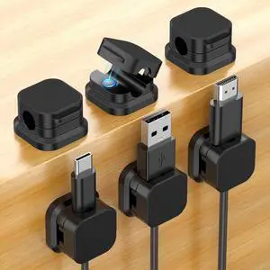 6 Pack Magnetic Cable Clips, Cord Organizer Holder with Strong Adhesive, Desk Cable Management for Home Office Car Desktop Nightstand, Adjustable Wire Keeper, Black 6 Pack Magnetic Cable Clips, Cord Organizer Holder with Strong Adhesive, Desk Cable Management for Home Office Car Desktop Nightstand, Adjustable Wire Keeper, Black