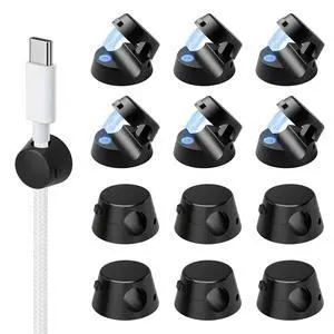 12 Pack Mini Magnetic Cable Organizer Clips, Cord Holder Self Adhesive Cable Management for Desk, Nightstand, Home Office Accessories Black 12 Pack Mini Magnetic Cable Organizer Clips, Cord Holder Self Adhesive Cable Management for Desk, Nightstand, Home Office Accessories Black