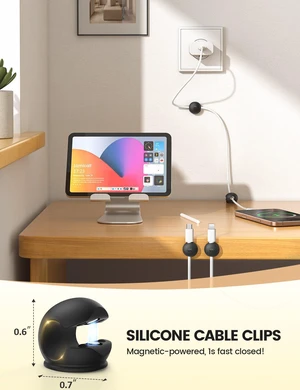 12 Pack Magnetic Cord Organizer, Silicone Mini Cable Clips Desk Desktop Dorm Organizer Decor Accessories, Phone Charger Cable Holder, Cord Management for Nightstand Home Office, Black 12 Pack Magnetic Cord Organizer, Silicone Mini Cable Clips Desk Desktop Dorm Organizer Decor Accessories, Phone Charger Cable Holder, Cord Management for Nightstand Home Office, Black