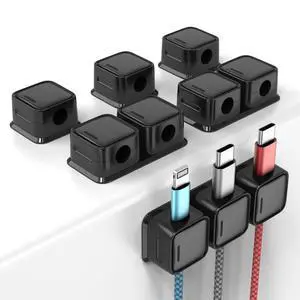 Magnetic Cable Clips, 6 Pack 10-Slot Cord Organizer, Strong Phone Charging Cable Holder Clips, Wire Charger Keeper for Desk, Nightstand, Kitchen Appliances, Office Supplies (Black) Magnetic Cable Clips, 6 Pack 10-Slot Cord Organizer, Strong Phone Charging Cable Holder Clips, Wire Charger Keeper for Desk, Nightstand, Kitchen Appliances, Office Supplies (Black)