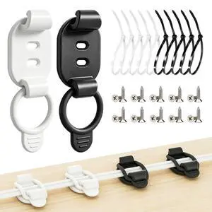 Adjustable Cable Management Clips, Self Adhesive Cord Organizer with Elastic Loop, Reusable Cable Holder for Desk, Under Desk, Wall, TV, Office, Home, Charging Cables, USB, HDMI, PC Wires (10) Adjustable Cable Management Clips, Self Adhesive Cord Organizer with Elastic Loop, Reusable Cable Holder for Desk, Under Desk, Wall, TV, Office, Home, Charging Cables, USB, HDMI, PC Wires (10)