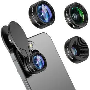 3-in-1 Smartphone Camera Lens Kit 0.62× Wide Angle + 25× Macro + 235° Fisheye, Universal Clip-On Lens for iPhone/Samsung/Android Phones, Travel & Vlog Friendly 3-in-1 Smartphone Camera Lens Kit 0.62× Wide Angle + 25× Macro + 235° Fisheye, Universal Clip-On Lens for iPhone/Samsung/Android Phones, Travel & Vlog Friendly