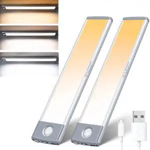 2-Pack Motion Sensor Under Cabinet Lighting, USB-C Rechargeable 1700mAh Battery, 3 Color Temperatures & Dimmable, 35LED Wireless Magnetic Design for Kitchen, Closet, Stairs 2-Pack Motion Sensor Under Cabinet Lighting, USB-C Rechargeable 1700mAh Battery, 3 Color Temperatures & Dimmable, 35LED Wireless Magnetic Design for Kitchen, Closet, Stairs