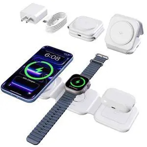 15W Magnetic Travel Charging Station, 3-in-1 Foldable MagSafe Charger 15W Magnetic Travel Charging Station, 3-in-1 Foldable MagSafe Charger