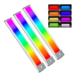 Motion Sensor Cabinet Lighting,RGB LED Closet Lights Wireless USB Charging Cupboard Night Lights Bar for Under Counter,Kitchen,Bedroom, Home Decoration, Wedding, Christmas,3 Packs Motion Sensor Cabinet Lighting,RGB LED Closet Lights Wireless USB Charging Cupboard Night Lights Bar for Under Counter,Kitchen,Bedroom, Home Decoration, Wedding, Christmas,3 Packs