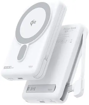 MagSafe Portable Charger, 10000mAh PD 20W USB-C Magnetic Power Bank, Qi2 Certified, Wireless 15W Fast Charging Battery Pack Built in Cable and Foldable Stand, for iPhone 17 16 15 14 13 12 Series MagSafe Portable Charger, 10000mAh PD 20W USB-C Magnetic Power Bank, Qi2 Certified, Wireless 15W Fast Charging Battery Pack Built in Cable and Foldable Stand, for iPhone 17 16 15 14 13 12 Series