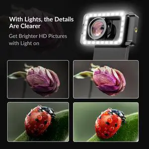 15X Macro Lens for iPhone with LED Fill Light, Samsung, Android Phone, with Universal Lens Clip Attachment (Fits for Almost Smartphone) 15X Macro Lens for iPhone with LED Fill Light, Samsung, Android Phone, with Universal Lens Clip Attachment (Fits for Almost Smartphone)