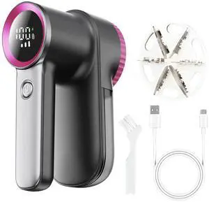 Rechargeable Fabric Shaver & Lint Remover, Electric Sweater Defuzzer with 3 Speeds, 6 Leaf Blades, LED Display & Type-C Fast Charging, Lint Shaver for Clothes, Furniture, Sweater, Couch Rechargeable Fabric Shaver & Lint Remover, Electric Sweater Defuzzer with 3 Speeds, 6 Leaf Blades, LED Display & Type-C Fast Charging, Lint Shaver for Clothes, Furniture, Sweater, Couch