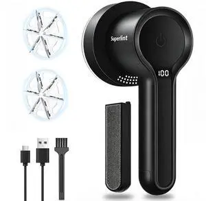 2-in-1 Rechargeable Fabric Shaver LED 3-Speed Lint Remover Black 2-in-1 Rechargeable Fabric Shaver LED 3-Speed Lint Remover Black
