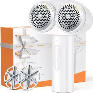 Dual-Head Fabric Shaver, Longest Durability & 50ml Large Capacity Rechargeable Lint Removers to Remove Pills, 6-Leaf Blades Defuzzer, Electric Shaver for Clothes Couch Furniture, Pearl White Dual-Head Fabric Shaver, Longest Durability & 50ml Large Capacity Rechargeable Lint Removers to Remove Pills, 6-Leaf Blades Defuzzer, Electric Shaver for Clothes Couch Furniture, Pearl White