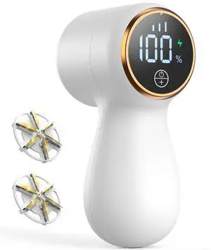 Rechargeable Fabric Shaver Lint Remover, Sweater Shaver with 3-Speed Control, LED Display Clothes Shaver, 6-Leaf Stainless Steel Blades, Suitable for Clothes, Sweater, Couch, Blanket, Wool (White) Rechargeable Fabric Shaver Lint Remover, Sweater Shaver with 3-Speed Control, LED Display Clothes Shaver, 6-Leaf Stainless Steel Blades, Suitable for Clothes, Sweater, Couch, Blanket, Wool (White)