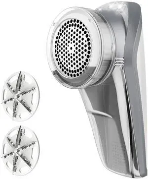 Fabric Shaver and Lint Remover, Battery Operated Portable Lint Shaver with LED Lights, 2 Replaceable 6-Leaf Blades, Cream/Gray Fabric Shaver and Lint Remover, Battery Operated Portable Lint Shaver with LED Lights, 2 Replaceable 6-Leaf Blades, Cream/Gray