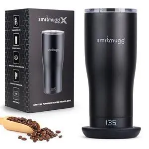 X Heated Coffee Mug 19 oz., 8 Hour Battery Life, Self-Heating, Adjustable Temp Controlled, LCD Screen, One Button Temperature Adjustment, Includes Cover with Magnetic Slider (Black) (Black) X Heated Coffee Mug 19 oz., 8 Hour Battery Life, Self-Heating, Adjustable Temp Controlled, LCD Screen, One Button Temperature Adjustment, Includes Cover with Magnetic Slider (Black) (Black)