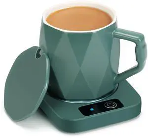 Electric Coffee Warmer with Ceramic Mug, 131 Fahrenheit Temperature Control, 16W Self-Heating Plate for Desk, Home, Office, Keeps Beverages Tea Milk Warm (Green) Electric Coffee Warmer with Ceramic Mug, 131 Fahrenheit Temperature Control, 16W Self-Heating Plate for Desk, Home, Office, Keeps Beverages Tea Milk Warm (Green)