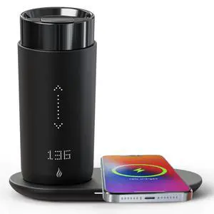 Temperature Control Heated Coffee Mug Smart Self Heating Travel Mug 12 Oz App Controlled Warmer Mug 4-10 Hour LED Display Keep Coffee Hot Fast Wireless Charger Base Dull Black Temperature Control Heated Coffee Mug Smart Self Heating Travel Mug 12 Oz App Controlled Warmer Mug 4-10 Hour LED Display Keep Coffee Hot Fast Wireless Charger Base Dull Black