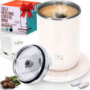 Self Stirring Coffee Mug- 10 Oz No Batteries Smart Dual Function 3 Temperature Levels Control to Stir & Heat Beverages - Powerful 12V Charger Airtight Lid bElectric Cup in a Gift Box (White) Self Stirring Coffee Mug- 10 Oz No Batteries Smart Dual Function 3 Temperature Levels Control to Stir & Heat Beverages - Powerful 12V Charger Airtight Lid bElectric Cup in a Gift Box (White)