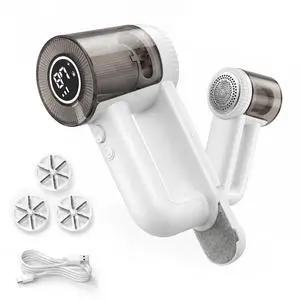 Fabric Shaver Rechargeable, 9500RPM Electric Lint Remover with 3× Stainless Steel 6-Blade Heads, 3-Speed Adjustable for Clothes, Furniture, Sofa, Blanket, LED Display, 2-in-1 Lint Brush Included Fabric Shaver Rechargeable, 9500RPM Electric Lint Remover with 3× Stainless Steel 6-Blade Heads, 3-Speed Adjustable for Clothes, Furniture, Sofa, Blanket, LED Display, 2-in-1 Lint Brush Included