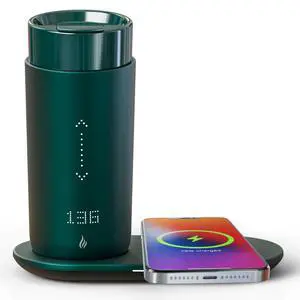 Temperature Control Heated Coffee Mug Smart Self Heating Travel Mug 12 Oz App Controlled Warmer Mug 4-10 Hour LED Display Keep Coffee Hot Fast Wireless Charger Base Jade Green Temperature Control Heated Coffee Mug Smart Self Heating Travel Mug 12 Oz App Controlled Warmer Mug 4-10 Hour LED Display Keep Coffee Hot Fast Wireless Charger Base Jade Green