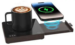 Coffee Mug Warmer with 15W Wireless Phone Charger & 3A USB Charging Port, 3 Temp Settings & 8H Auto Shut Off, Candle Warmer Plate for Heating Coffee, Milk, Tea & Candles,Valentine's Day Gift(Wood) Coffee Mug Warmer with 15W Wireless Phone Charger & 3A USB Charging Port, 3 Temp Settings & 8H Auto Shut Off, Candle Warmer Plate for Heating Coffee, Milk, Tea & Candles,Valentine's Day Gift(Wood)