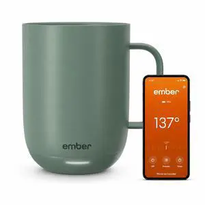 Temperature Control 14oz Smart Mug 2, App-Controlled and Rechargeable Heated Coffee Cup Warmer with Intelligent LED Display, Sage Green. Temperature Control 14oz Smart Mug 2, App-Controlled and Rechargeable Heated Coffee Cup Warmer with Intelligent LED Display, Sage Green.