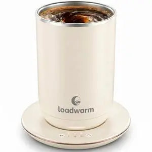 Self Heated Stirring Coffee Mug, 10oz Auto Mixing Cup with Warmer, White Self Heated Stirring Coffee Mug, 10oz Auto Mixing Cup with Warmer, White