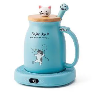 Coffee Mug Warmer & Cute Cat Mug Set, Candle Mug Warmer for Home & Office, Electric Smart Coffee Warmer for Desk, Beverage Tea Coffee Cup Warmer with 3-Temp Settings, 8H Auto Shut Off, Blue Coffee Mug Warmer & Cute Cat Mug Set, Candle Mug Warmer for Home & Office, Electric Smart Coffee Warmer for Desk, Beverage Tea Coffee Cup Warmer with 3-Temp Settings, 8H Auto Shut Off, Blue