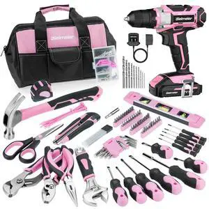 20V 236Pcs Cordless Pink Drill Set for Women, Ladys Essential Home Tool Kit with Pink Bag, Perfect DIY Electric Screwdriver Set for Home Repair & Gifts 20V 236Pcs Cordless Pink Drill Set for Women, Ladys Essential Home Tool Kit with Pink Bag, Perfect DIY Electric Screwdriver Set for Home Repair & Gifts